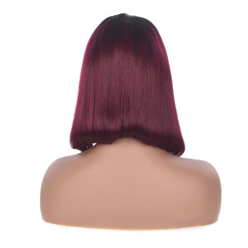 Bob Wig Human Hair 10A Straight Human Hair Wig 1b/Burgundy Color