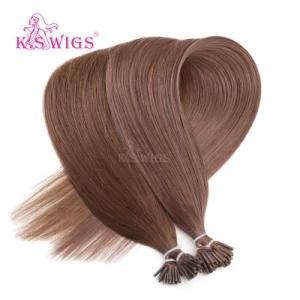K. S Wigs Color #6 Virgin Remy Human Hair Extension I Tip Hair