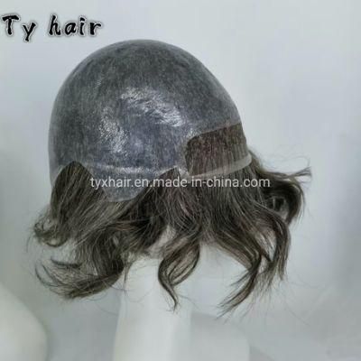 Swiss Lace Front Natural - Looking PU Poly Back Hand Tied Custom Product Full Cap Men Human Hair Systems Wig