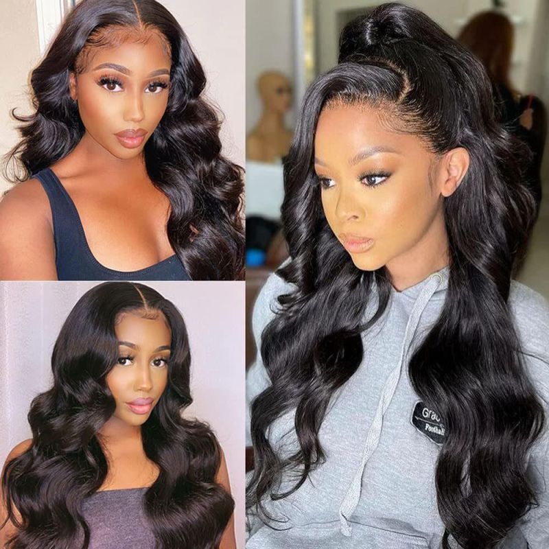 Hair 13X3 Glueless Synthetic Lace Front Wigs Black Wigs for Black Women Long Wavy Wig Heat Resistant Fibe Real Natural Synthetic Wigs