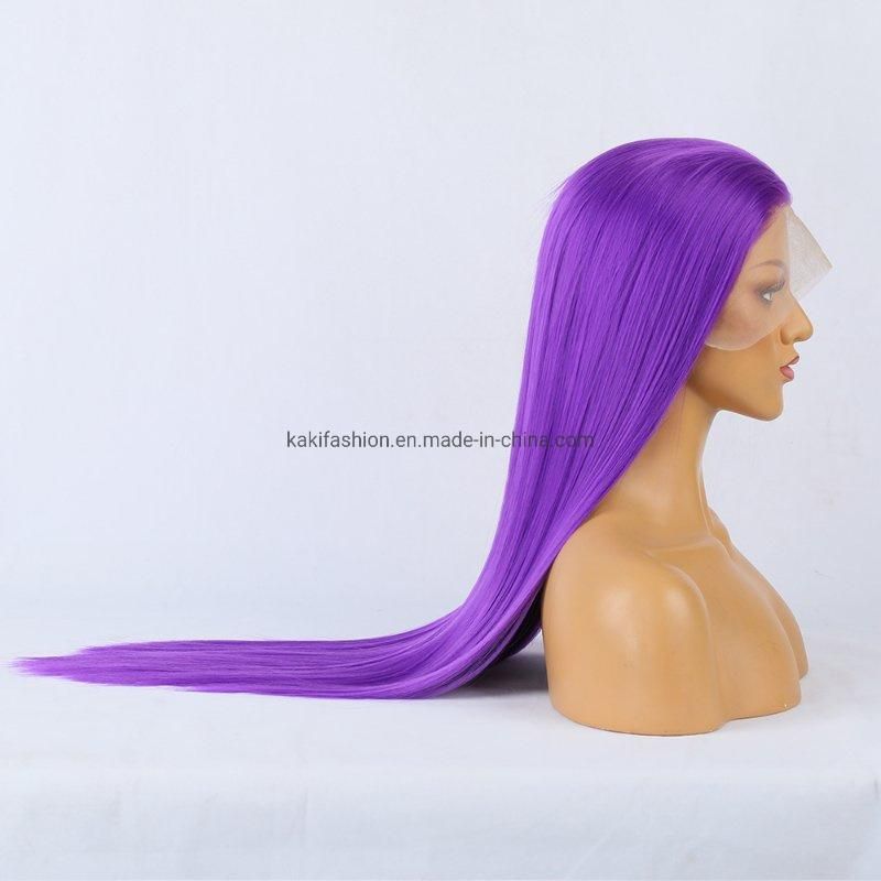 Matte High Temperature Silk Wig Purple Frontal Lace Synthetic Wig Cosplay