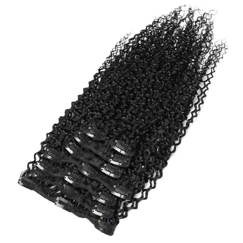 Kinky Curly 100% Human Hair Clips in Hair Extension