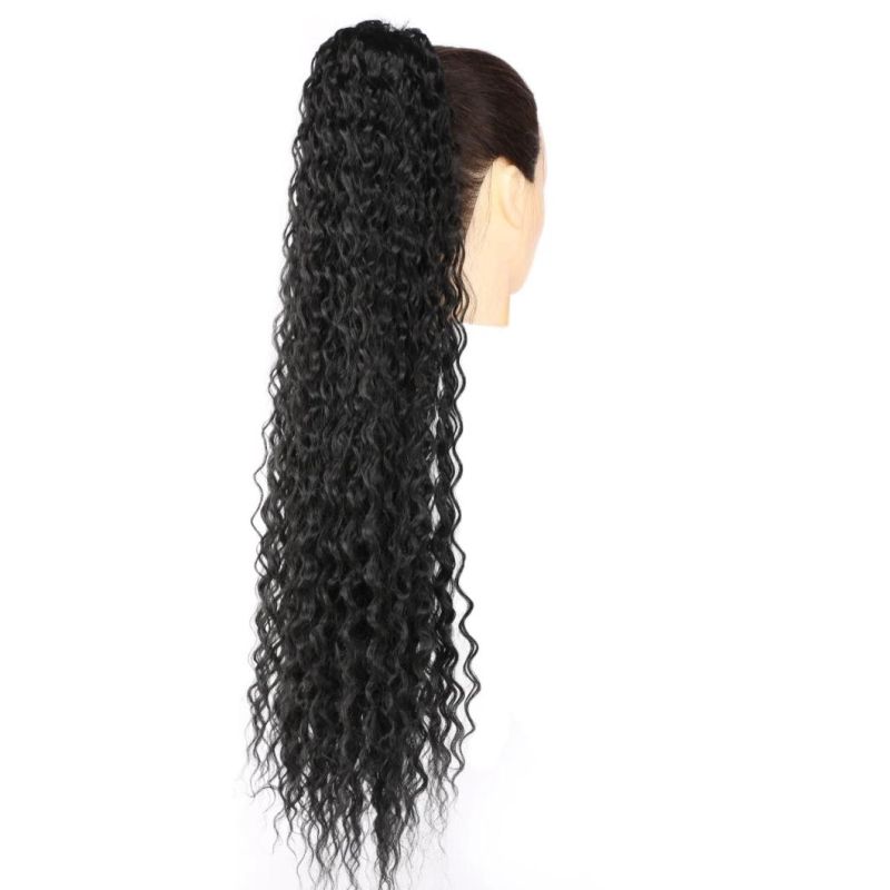 30" Black Color Woman Extension High Synthetic Claw Clip Wave Ponytail