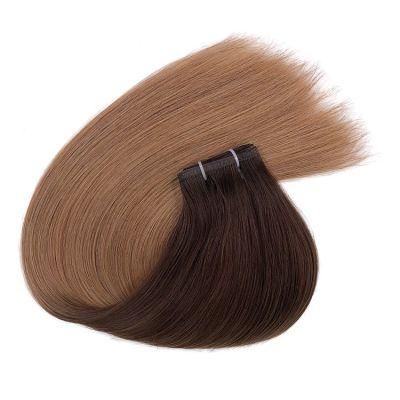 Double Drawn European Raw Unprocessed Hair Bundles Flat Weft Hair Extensions