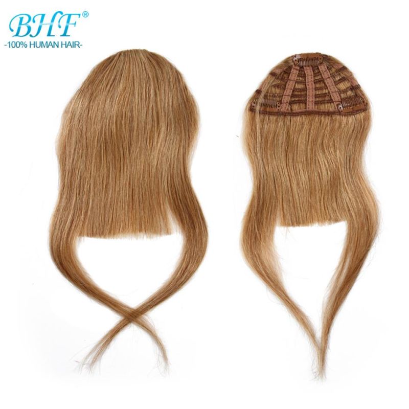 Clip in Medium Brown Straight Human Hair Fringe or Bangs Hairpieces