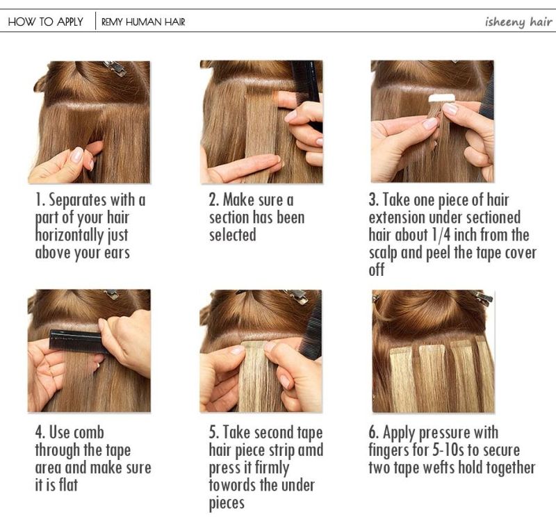 Human Hair Tape Extensions European Natural Seamless Skin Weft 18" Black Brown Blonde 100% Virgin Remy Hair 10 PCS