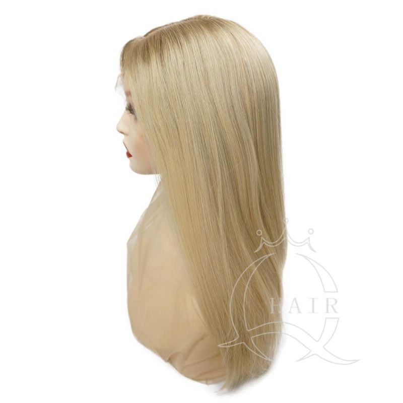 Fast Shipping High Quality Human Virgin Hair Made Blonde Lace Wigs Lace Top Wigs Lace Front Wigs for White Women with Beauty or Medical Use