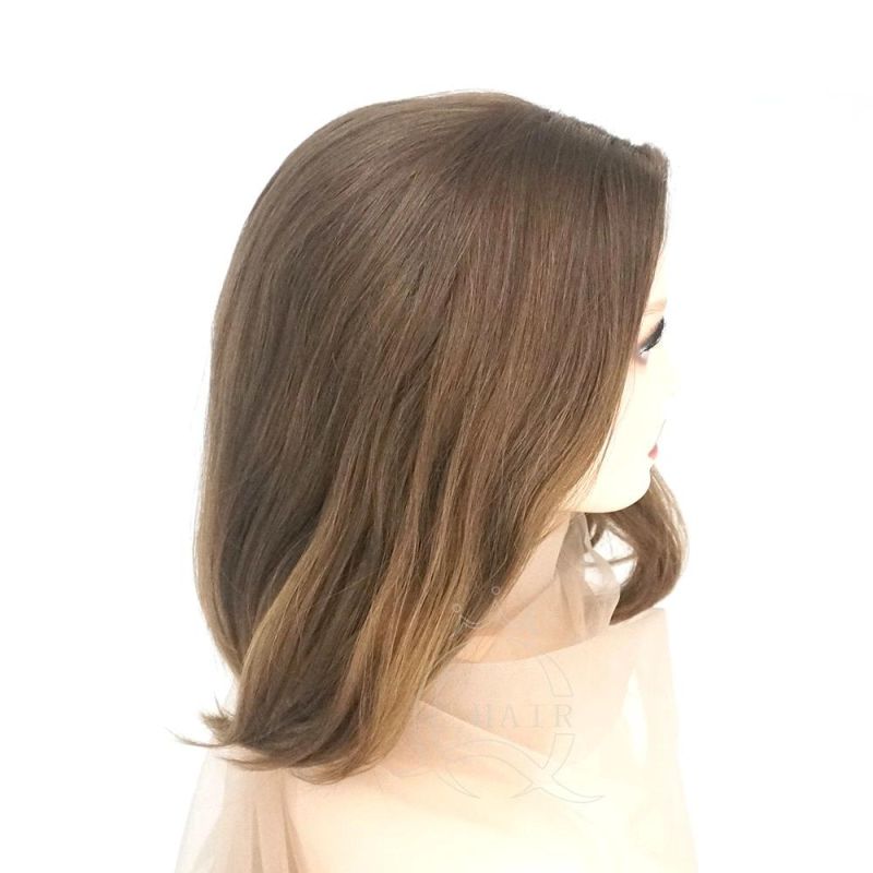 Light Brown Human Hair From Girls Remy Hair Kosher Wigs 14 Inches Silk Top Jewish Wigs Silk Top Wigs Customized Order Wigs Lace Wigs Custom Wigs