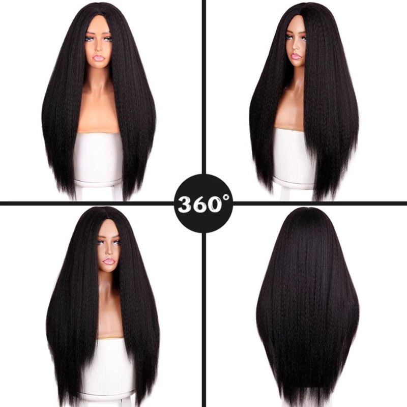 Kinky Straight Brazilian Human Lace Front Hair Wig with Closure for Women Kinky Straight 30 Inch Long Afro Hair Wigs African Wig 26 Inch