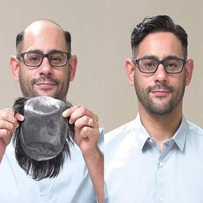 Kbeth Human Hair Mens Toupee Make Fifty Something Young Again Grey Handsome Lace Front 100% Virgin Brazilian Custom Short Wig for American Male