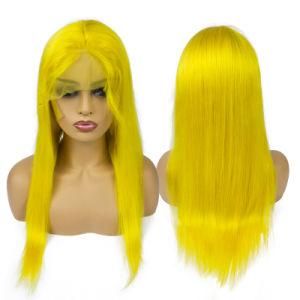 Morein Yellow Color Full Lace Human Hair Wig Tape Hair Extension