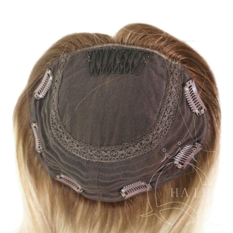Best Quality Hair Made Simulated Scalp Injected Hairpiece Part of Wig Human Hair Silk Toppers for Lady with Thin Hair
