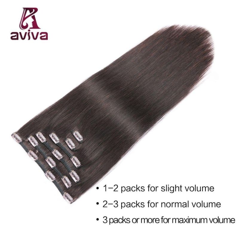 Avivawigs Virgin Hair Extension 2# 16inch 6PCS Clip on Hair Extension Remy Clip in Human Hair Extensions (AV-CH006-2-16)