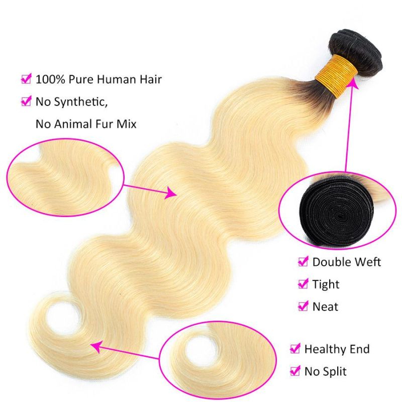 Wholesale 1b/613 Honey Blonde Bundles Body Wave Brazilian Hair Weave Bundles 100% Remy Hair Extensions 1/3/4 Bundles 10 to 26 Inches