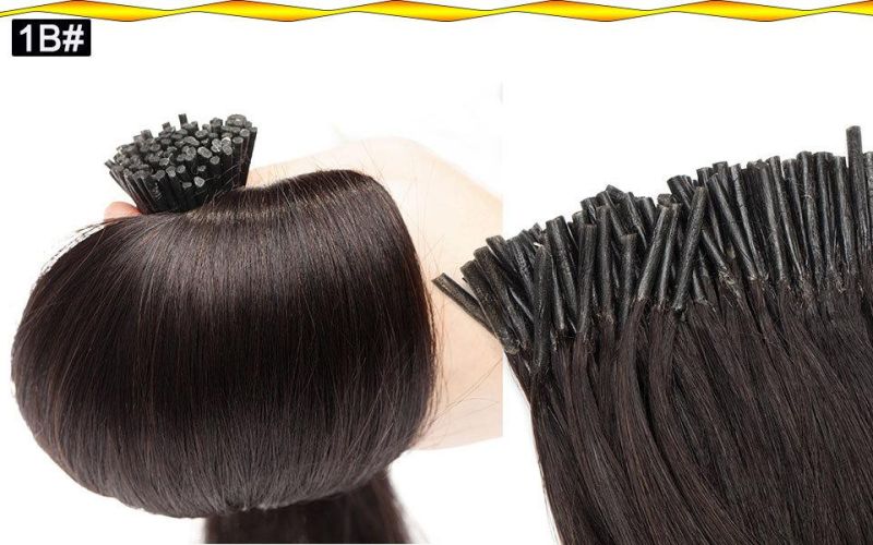 Human Hair Keratin Capsules Pre Bonded I Tip Hair Extensions