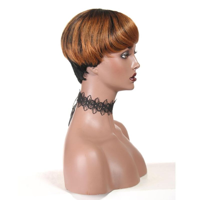 Human Hair Short Wigs with Bangs 1b/ 30 Color Straight Brazilian Wig