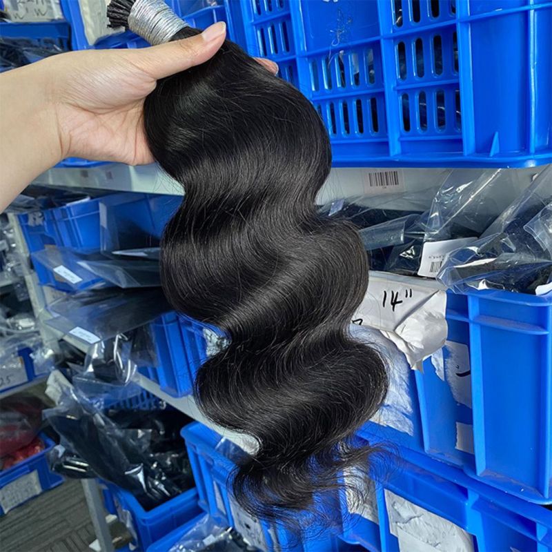 Body Wave I Tip Microlinks Brazilian Human Hair Extensions for Women Natural Black 8-30 Inches Bundles Brazilian Virgin Bulk Hair