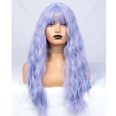 Large Stock Remy Human Hair Colorful Wigs Glueless Purple Lace Front Wig