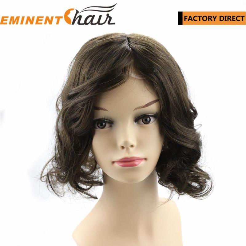 French Lace 100% Indian European Hair Silk Part Remy Hair Women Wig Replacement