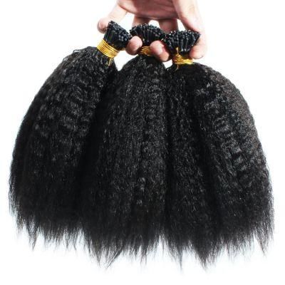 Wholesale 12A Raw Cuticle Aligned Human Hair Yaki Straight I Tip Hair Extension