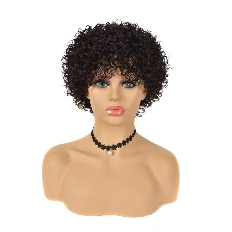 Kbeth Machine Made 100% Human Hair Wig for Ladies Fashion 8 Inch Sexy Remy Office Fashion Bouncy Short Cheap Price Kinky Curly Bob Wigs From China