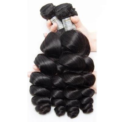 Peruvian Loose Wave Virgin Hair Double Weft Human Hair Extension Natural Black
