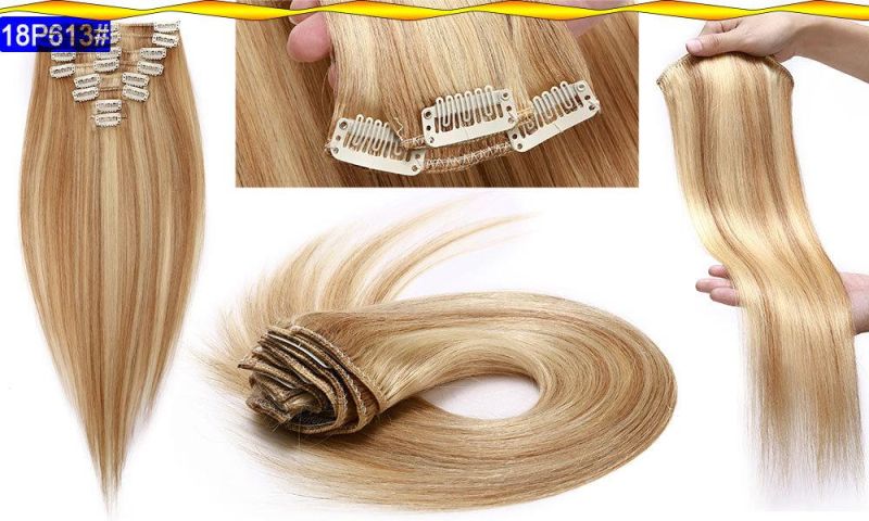 8PCS Clips in Hair Hairpieces Straight Hair Extensions Hair Bundles