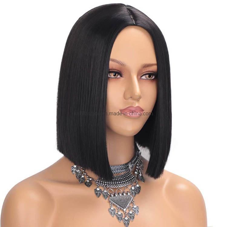 Kakiifashion Hair 12 Inch Cheap Vendor Wholesale Heat Resistant Fiber Short Bob Straight Wig for Black Women