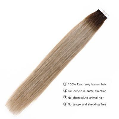 Tape in Extensions Brazilian Straight Human Hair Bundles 613 Color Remy Human Hair Extensions