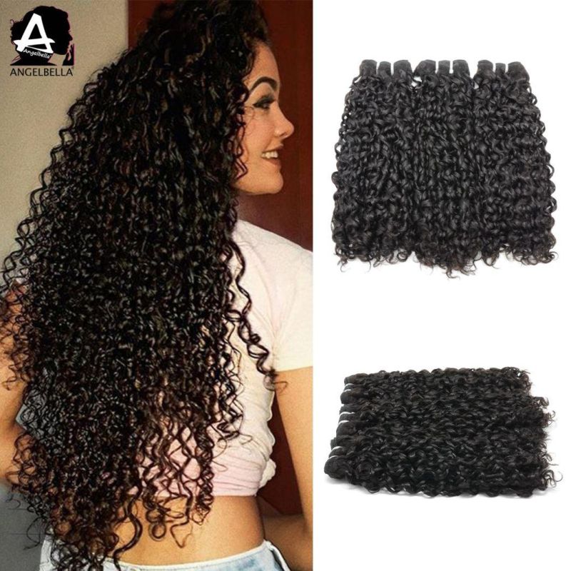 Angelbella New Arrived Human Hair Extension Bundles 1b# Pixie Curl Hair Weaving