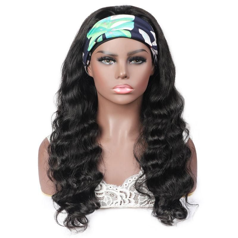 Human Hair Full Machine Made Wigs Loose Wave Glueless for Black Women Wig with Headband