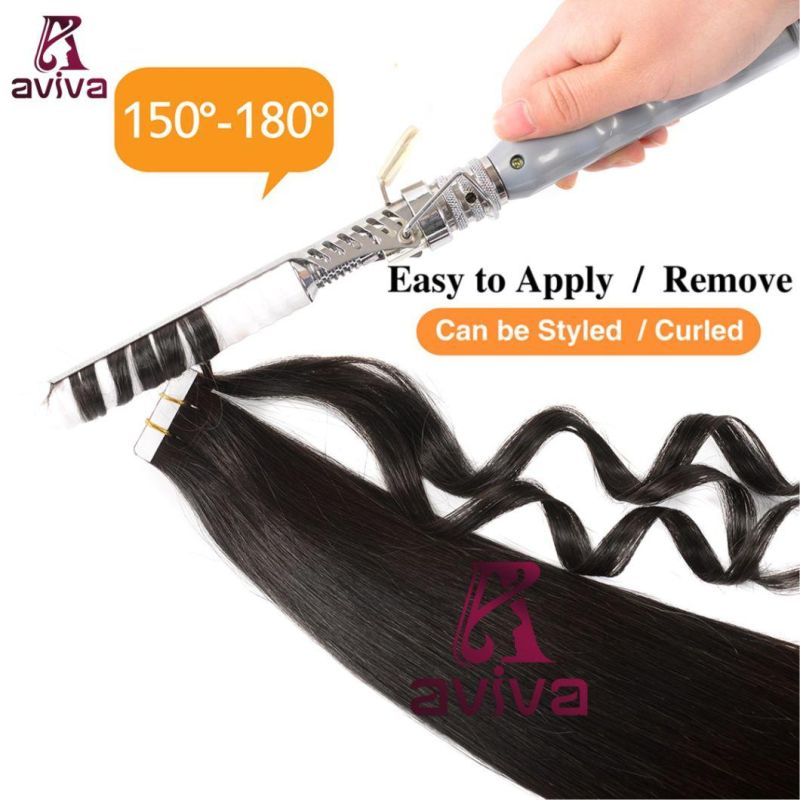 Aviva Natural Color 1b# Virgin Remy Tape Hair Extension 20inch Virgin Hair Skin Weft Tape in Hair Extension Indian Remy Human Hair Extension (AV-TP0020-1B)