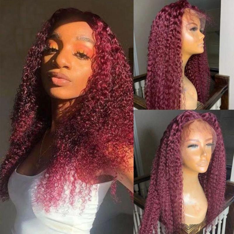 99j Burgundy Red Curly Wave 13X4 Lace Front Wig