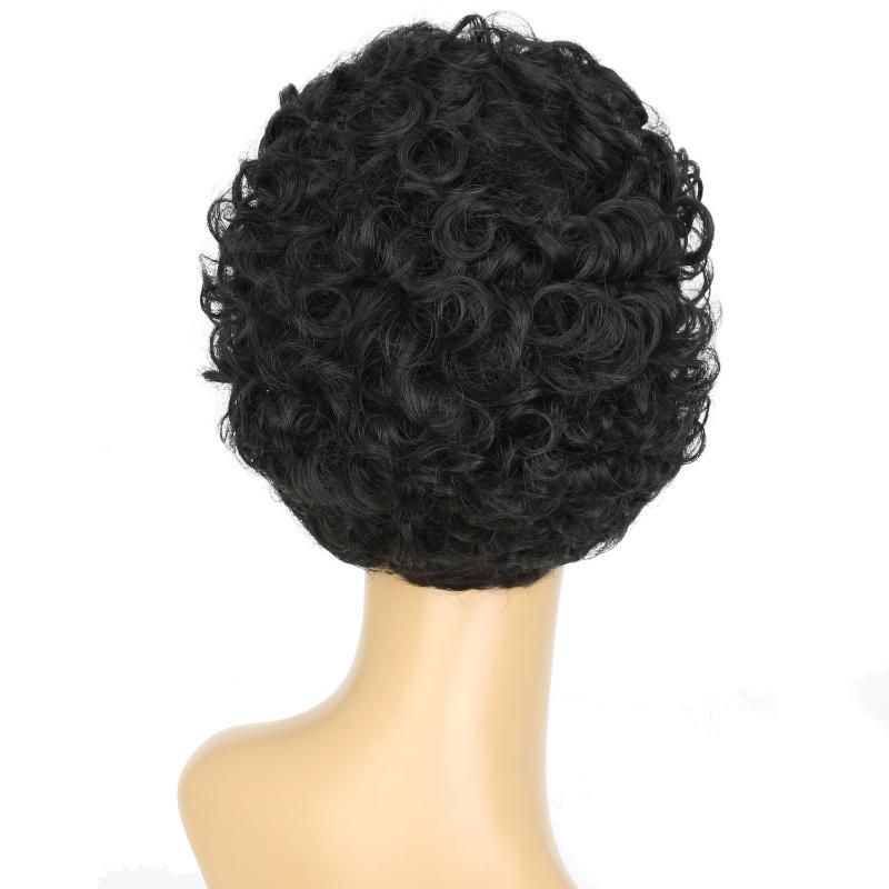 for Black Women Afro Black Short Curly Cut Heat Resistant Fiber Wig