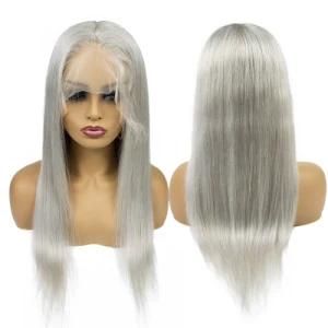 Top Quality Natural Hairline Baby Hair Glueless Grey Color Lace Front Human Hair Wig
