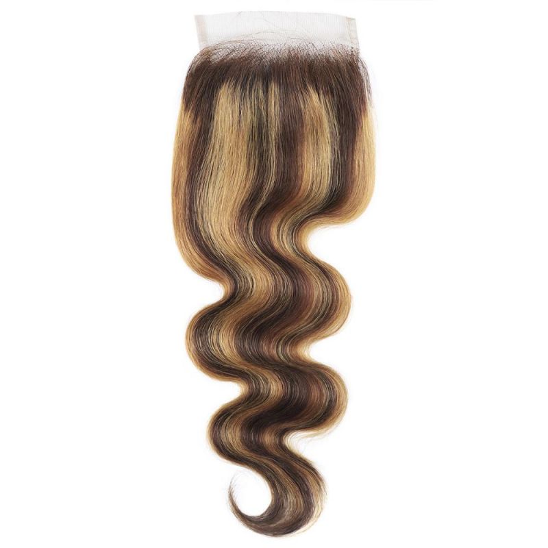 9A Brazilian Hair Ombre 4*4 Lace Frontal Closure Body Wave Hair Weaving