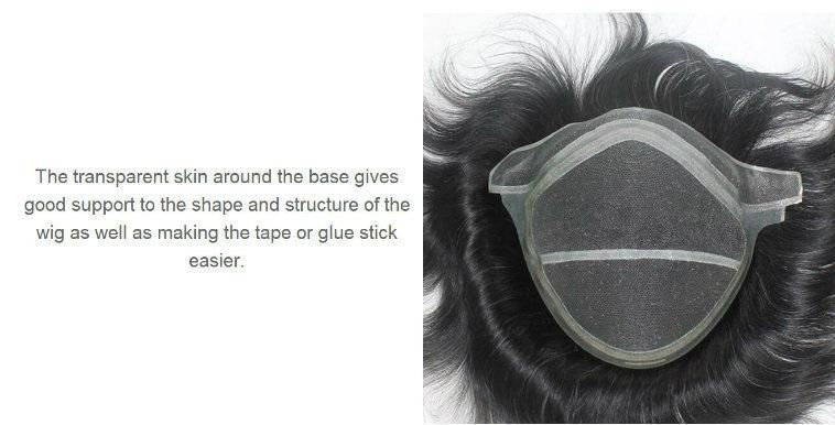 Hand Crafted High Quality Mono Lace & Skin Base Men′s Hairtoupee Wigs