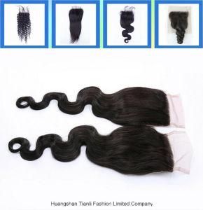 Natural Looking Brazilian Hair Middle Part Silk Base Closure