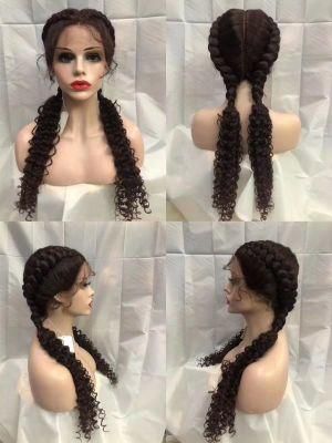 Curly Braid Wig Full Lace with Baby Hair Synthetic Wigs Hair Lace Frontal Wig Cap