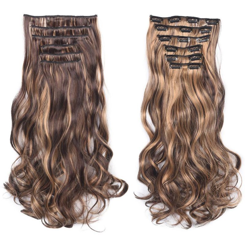 6PCS/Set 16 Clips in Hair Extension Natural Wavy Synthetic Heat Resistant Fiber Hairpieces
