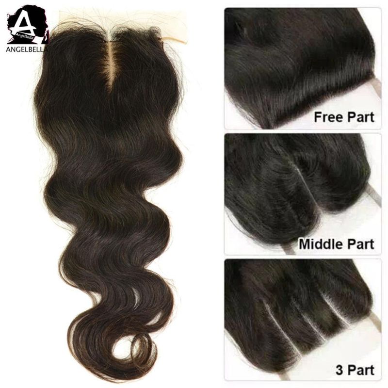 Angelbella New Styles Remy Hair Closures 4X4 Body Wave Silk Base Clousre