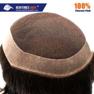 Natural French Lace Poly Perimeter Folded Lace Front Perfect Hair Replacement Systems
