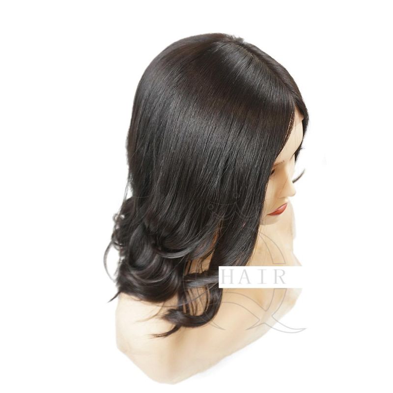 Human Hair China Factory Supplier Dark Brown Highlight Non-Processed Virgin European Human Hair Wig Silk Top Kosher Jewish Wig