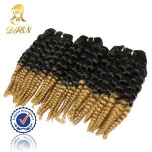 Two Tone Color Curly Remy Human Hair Weaving