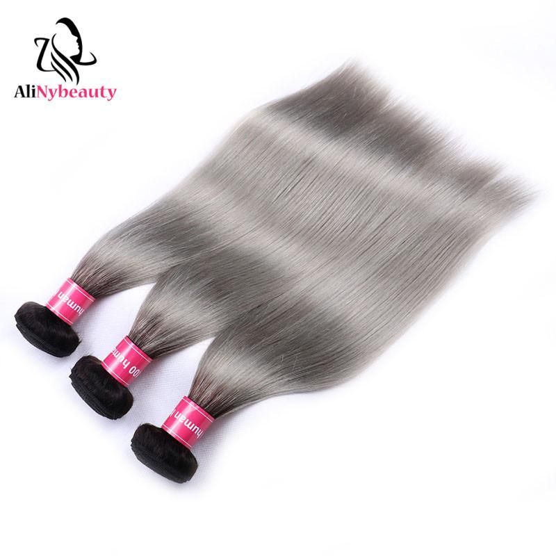 Factory Price Ombre 1b/Grey Brazilian Hair Natural Straight