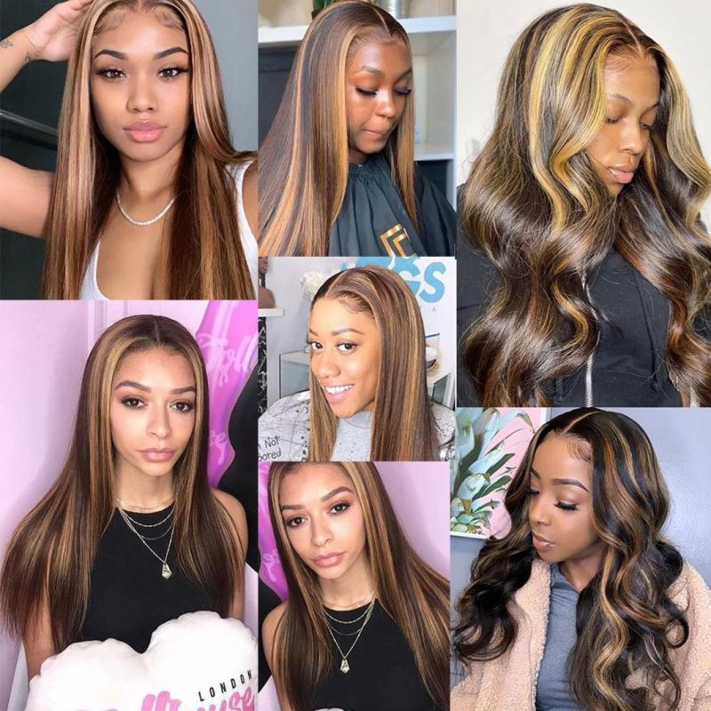 4/27 Highlight Wig Brazilian Straight Wig 4/30 Highlight Lace Front Human Hair Wigs Honey Blonde Ombre Remy Lace Front Wig