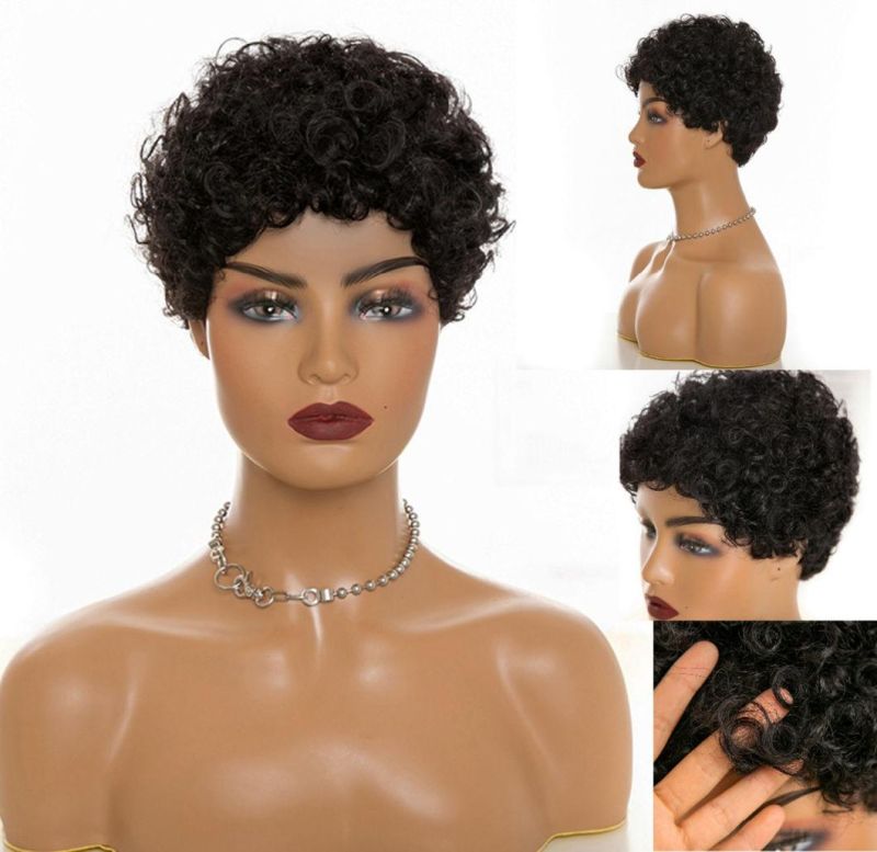 Black Color Pixie Cut Wigs Short Hair Wig Heat Resistant Fiber Synthetic for Black Women