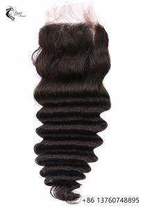 4X4 Swiss Lace Closure Deep Wave Brazilian Virgin Human Hair Closure