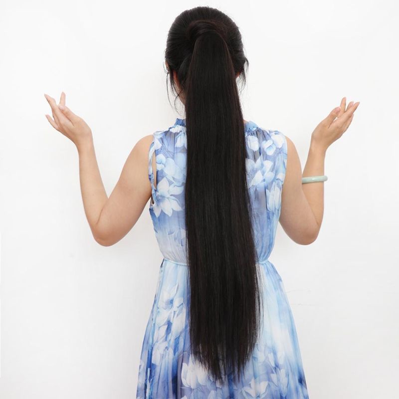 Kbeth Custom Accept Extra Long Women′ S Ponytails 2021 Fashion Sexy Straight 30 Inch Super Long Human Hair Extensions Chinese Vendor