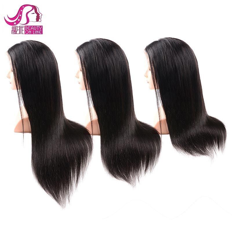 8-26inch Silky Straight 150% 180% Density Human Hair Wigs Lace Frontal Wigs